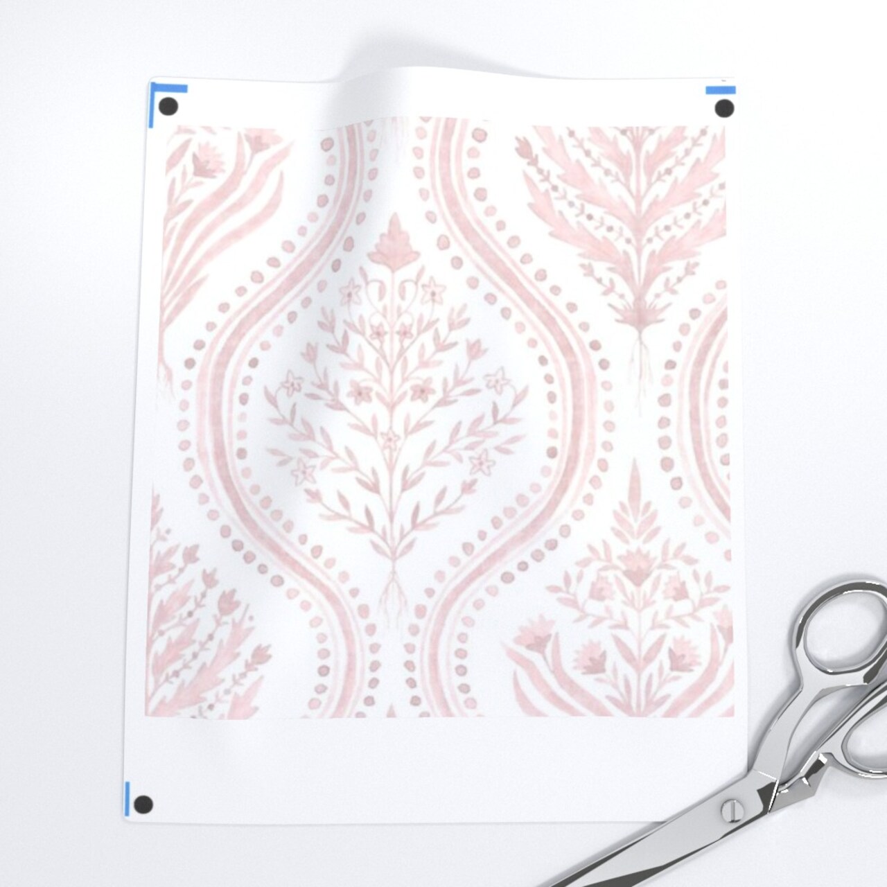 Paisley Damask Pale Pink Thistle Ogee Indian Block Print Grandmillennial White Romantic Cottagecore Custom Removable Wallpaper by Spoonflower Peel & Stick Wallpaper 2FT Wide